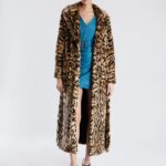 BCBG Max Azria Belted Leopard Faux Fur Full Length Coat