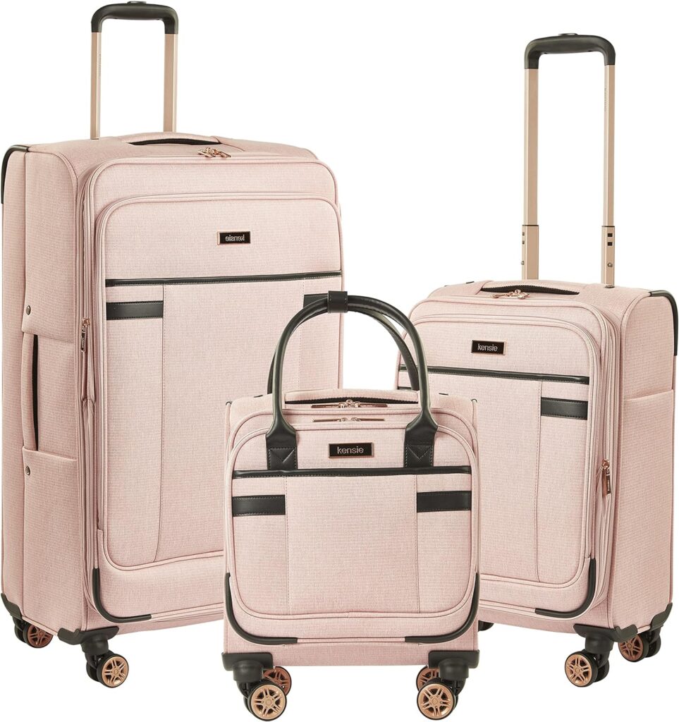 Kensie Womans Hudson Softside Spinner Luggage in pink