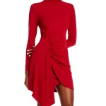 red wrap dress closer look