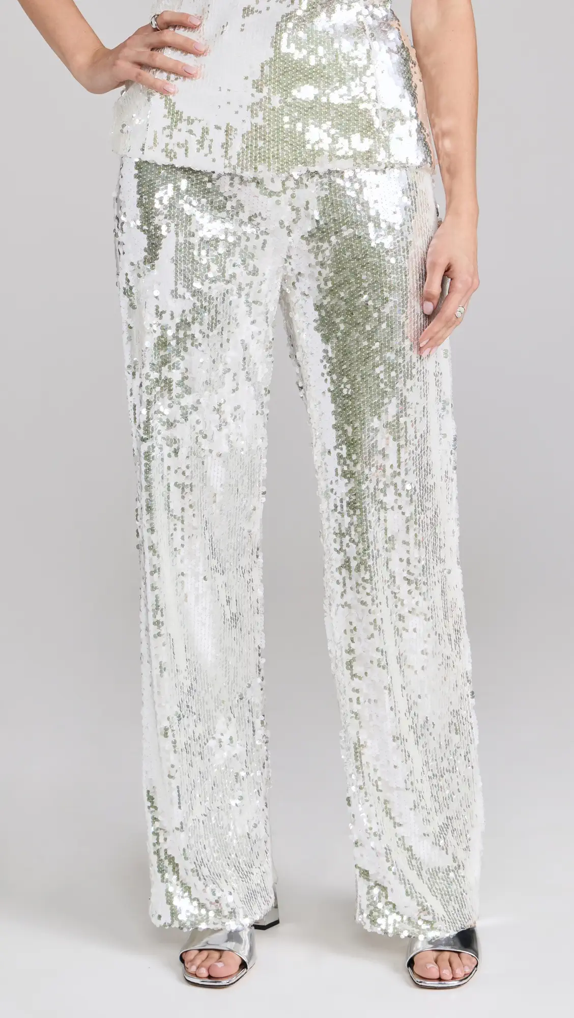 silver sequin pants