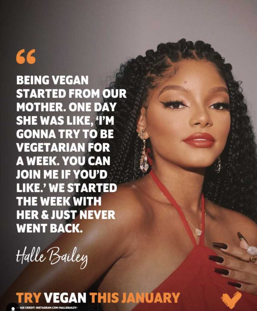 Halle Bailey with a quote next to her.