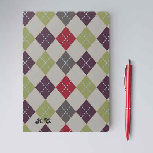 Ayacolour Personalizable Argyle Journal Notebook from ayacolour.etsy.com