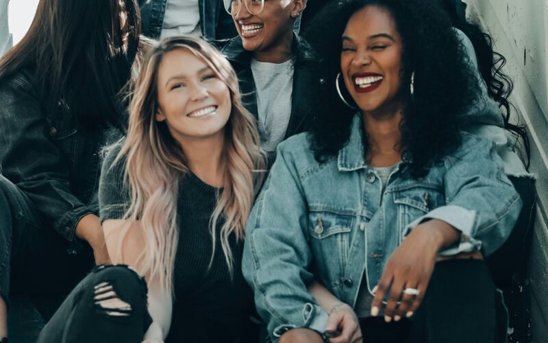 group of happy girls together